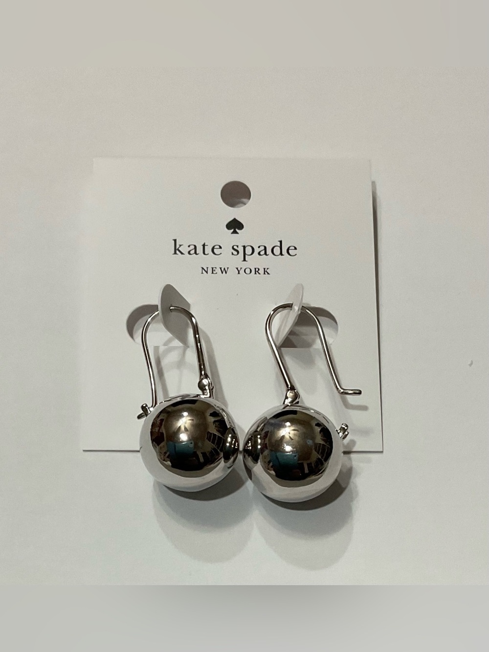 kate spade Polished Silver Ball Drop Earrings